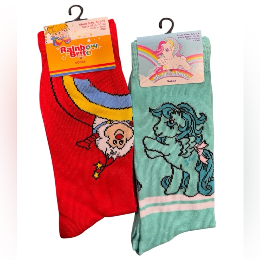 Gift Bundle of 2 Rainbow Brite and My Little Pony Socks 80s Retro NWT